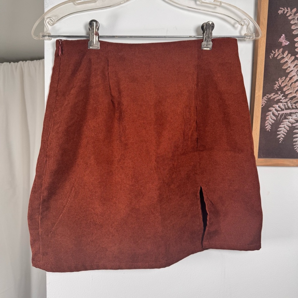 Rust Corduroy Textured Mini Skirt(S/4)